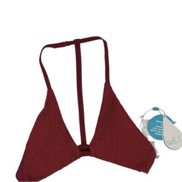 WET NWT Los Angeles Textured Bikini Top in Rust Dark Red Size Medium - Picture 5 of 7